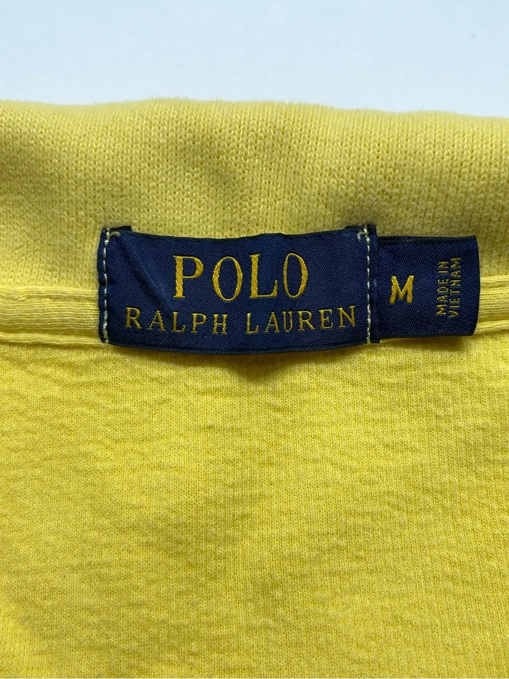 Polo Ralph Lauren 1/4 Sweater Mens Size Medium Yellow Rib Knit Pullover